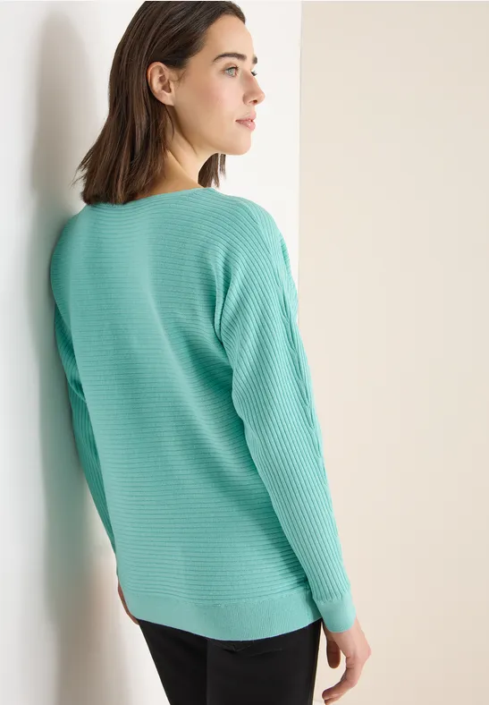 Dolman-Pullover mit Rippstruktur-Mix