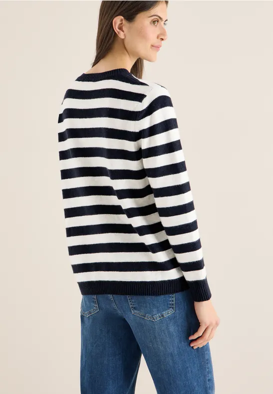 Gestreifter Strickpullover aus Baumwollmischung