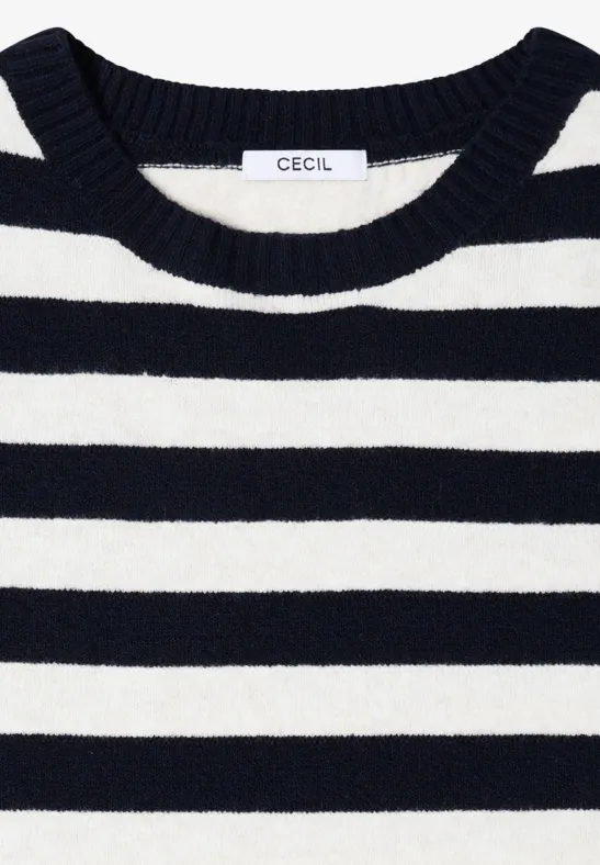 Gestreifter Strickpullover aus Baumwollmischung