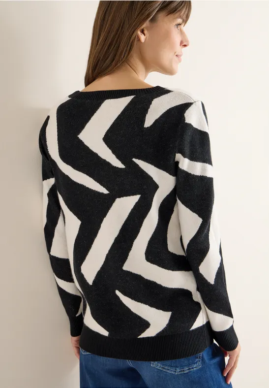 Langärmliger Strickpullover mit Grafikmuster