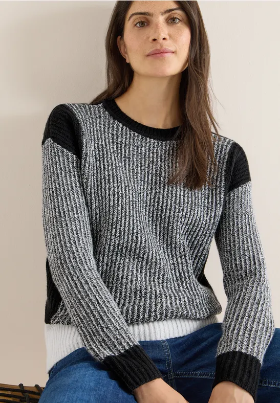 Moderner Color-Block Strickpullover