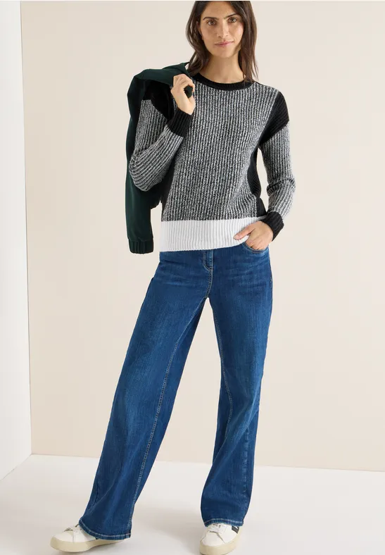 Moderner Color-Block Strickpullover
