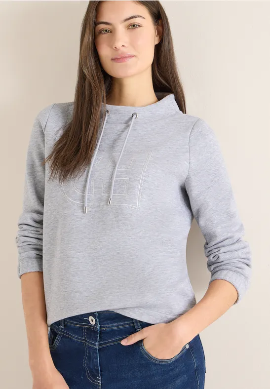 Trichterhals besticktes Sweatshirt