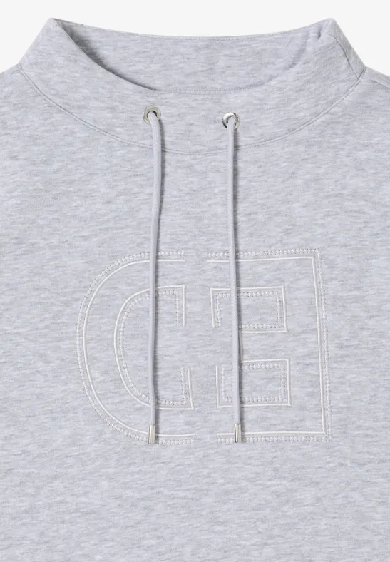 Trichterhals besticktes Sweatshirt