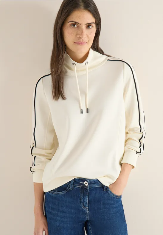 Sportives Sweatshirt mit Trichterkragen und Streifen