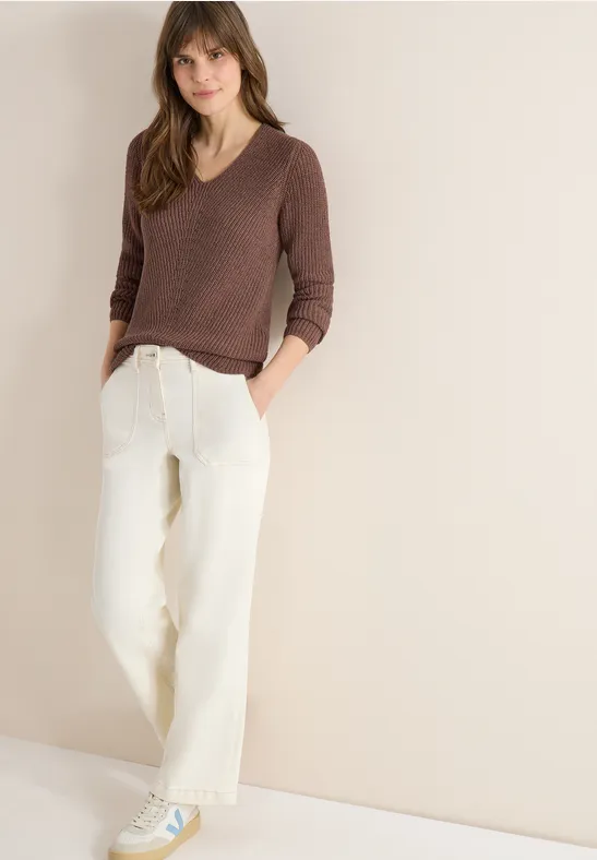 Lässiger Feinstrick Struktur Pullover
