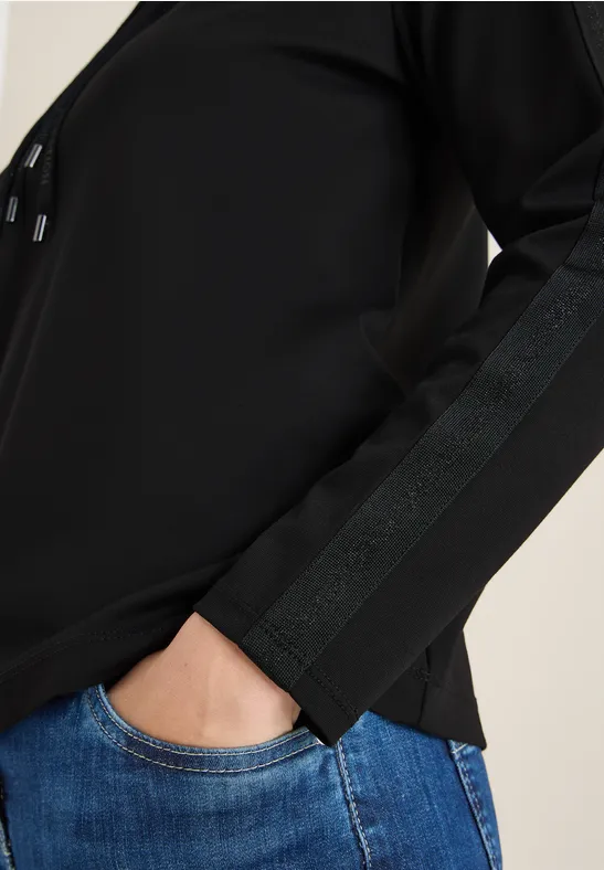 Sweatshirt mit Glitzertape an Ärmeln
