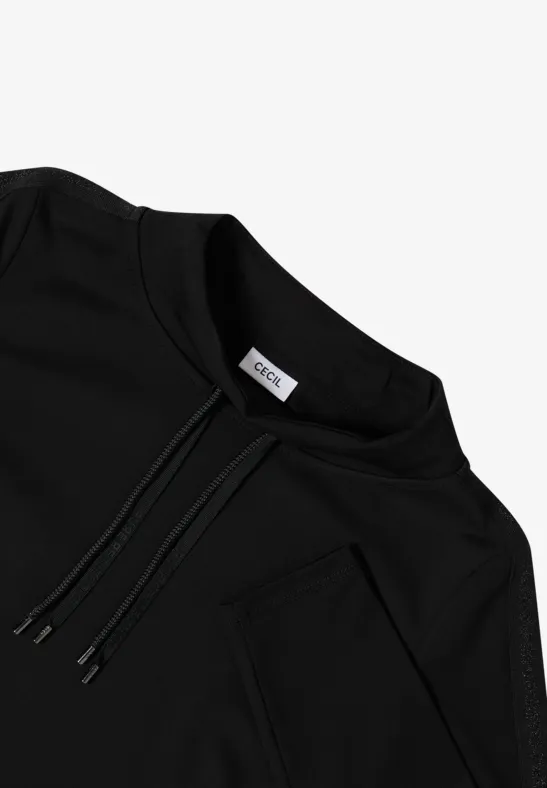 Sweatshirt mit Glitzertape an Ärmeln