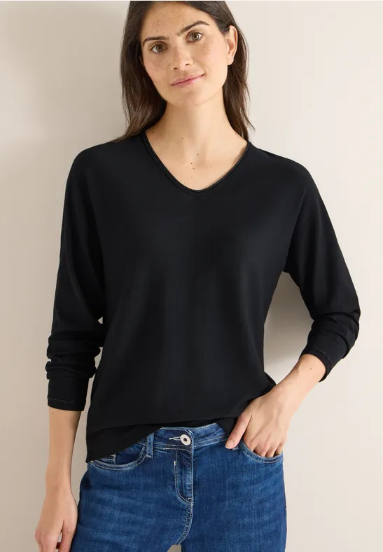 Dolman-Pullover mit V-Ausschnitt