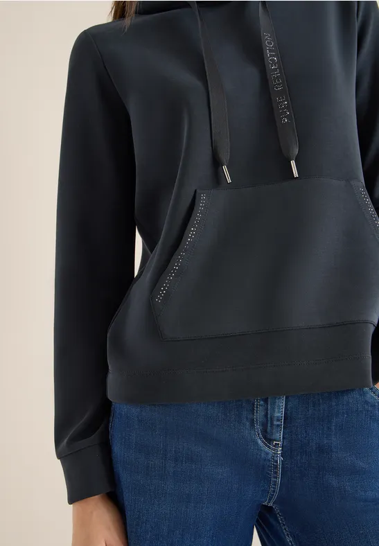 Sportlicher Kapuzenpullover mit Strass