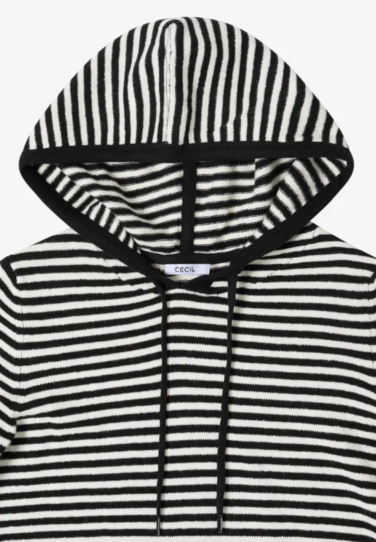 Gestreifter Strick-Hoodie mit Kordelzug
