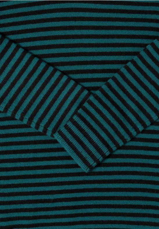 Gestreifter Strick-Hoodie mit Kordelzug