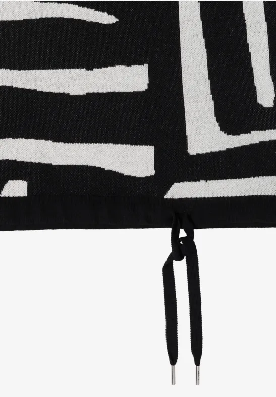 Jacquard-Strickpullover mit Grafikmuster und Tunnelzug