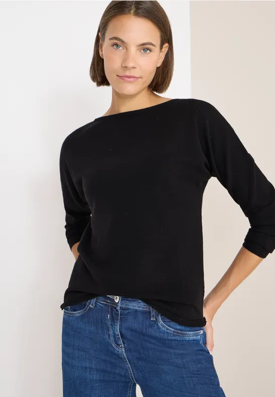 Eleganter Feinstrick Pullover mit U-Boot-Ausschnitt