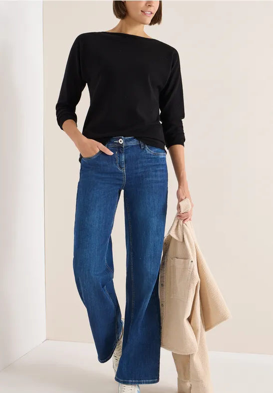 Eleganter Feinstrick Pullover mit U-Boot-Ausschnitt