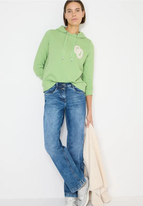 Lässiger grüner Hoodie mit Stickerei