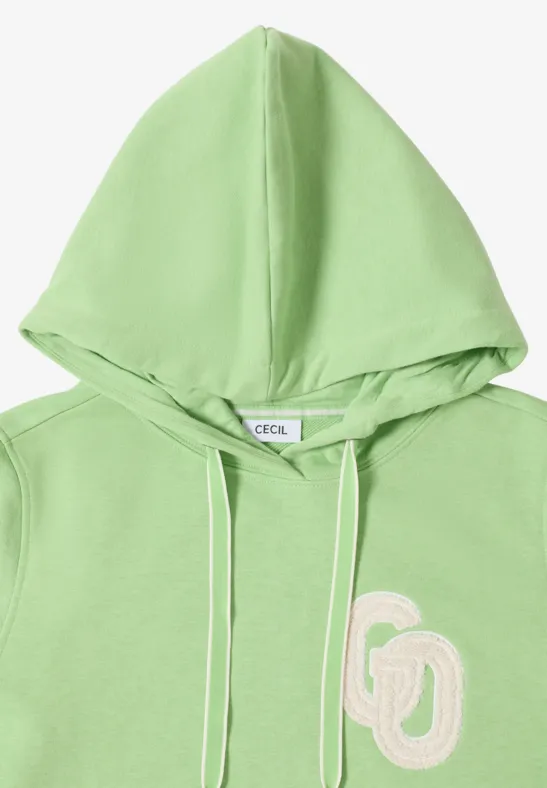 Lässiger grüner Hoodie mit Stickerei