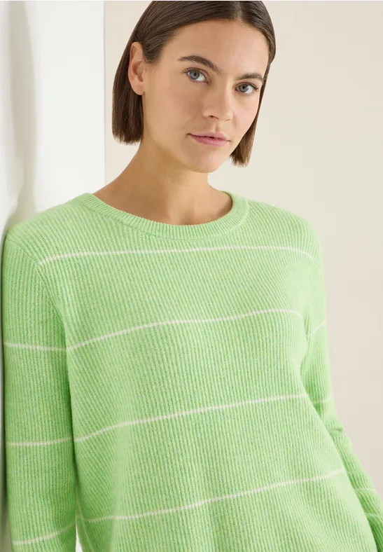 Gestreifter Struktur-Strickpullover
