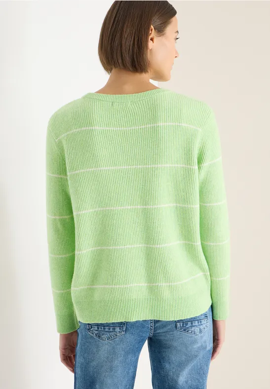 Gestreifter Struktur-Strickpullover