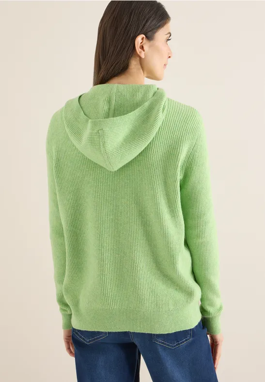 Weicher Strick-Hoodie in Apfelgrün