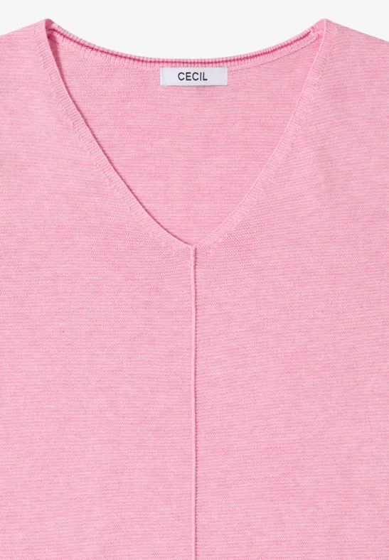 Rosa V-Ausschnitt 3/4-Arm Pullover