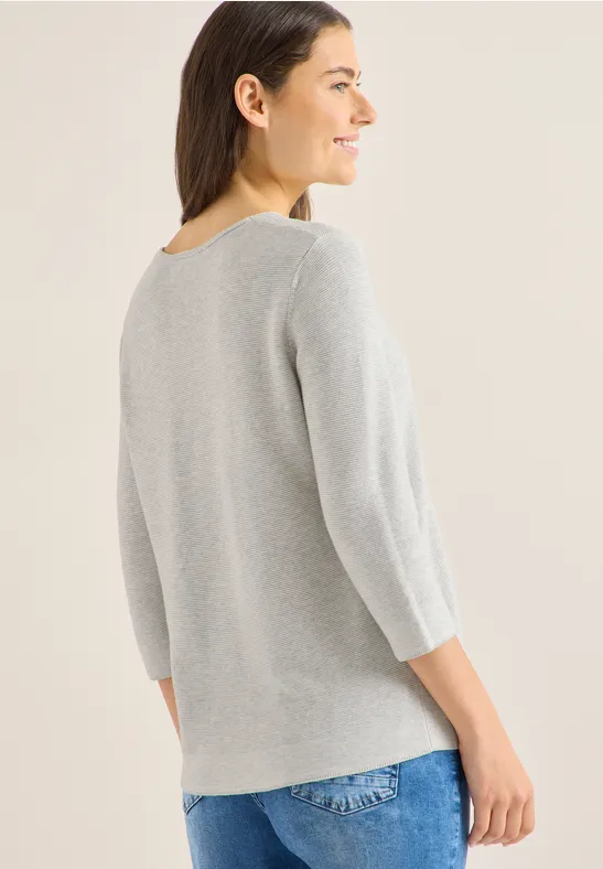 Strukturierter Strick V-Ausschnitt Pullover