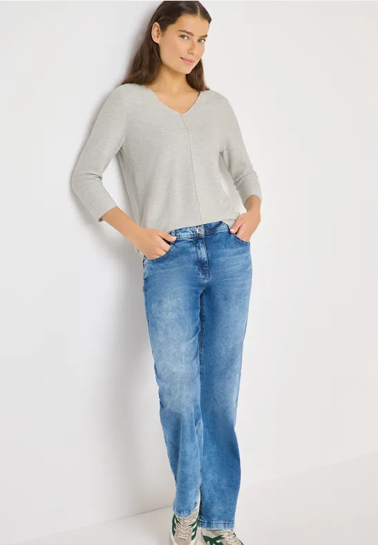 Strukturierter Strick V-Ausschnitt Pullover