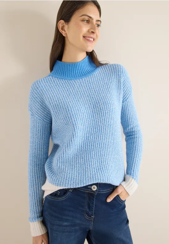 Mouline Strickpullover im Colorblock-Design
