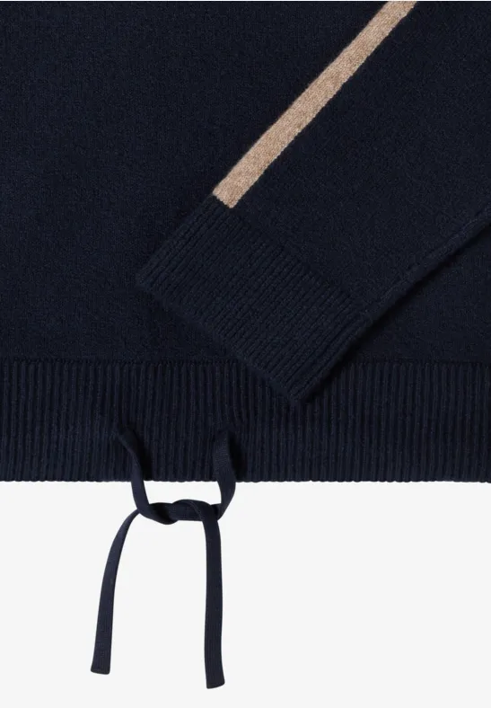 Damen Strick Hoodie mit Seitenstreifen