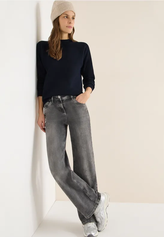 Damen Strukturpullover mit Rollkragen und Dolmanärmeln