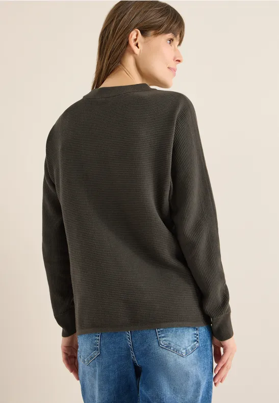 Strukturierter Baumwollpullover mit Dolman-Ärmeln