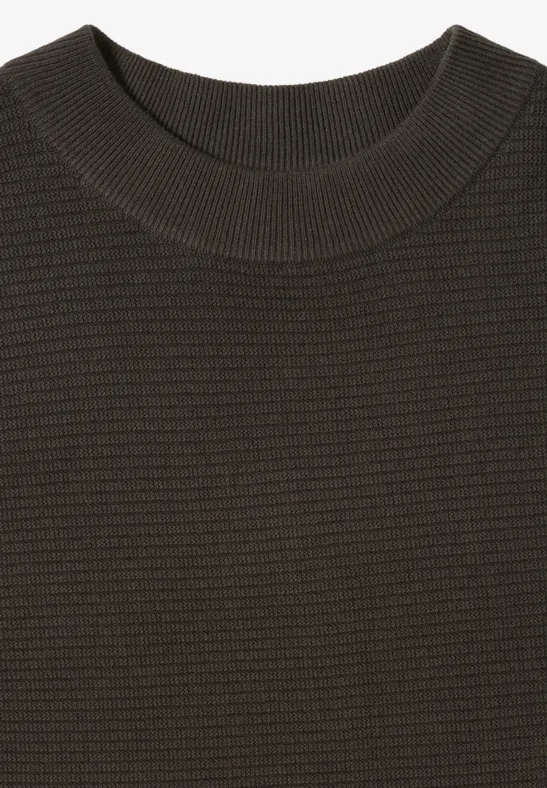 Strukturierter Baumwollpullover mit Dolman-Ärmeln