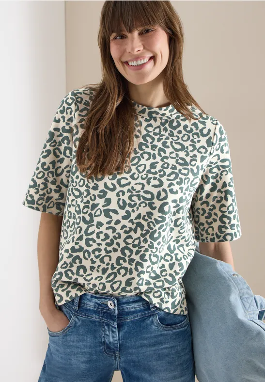 Kurzärmeliges Sweatshirt mit Leopardenmuster