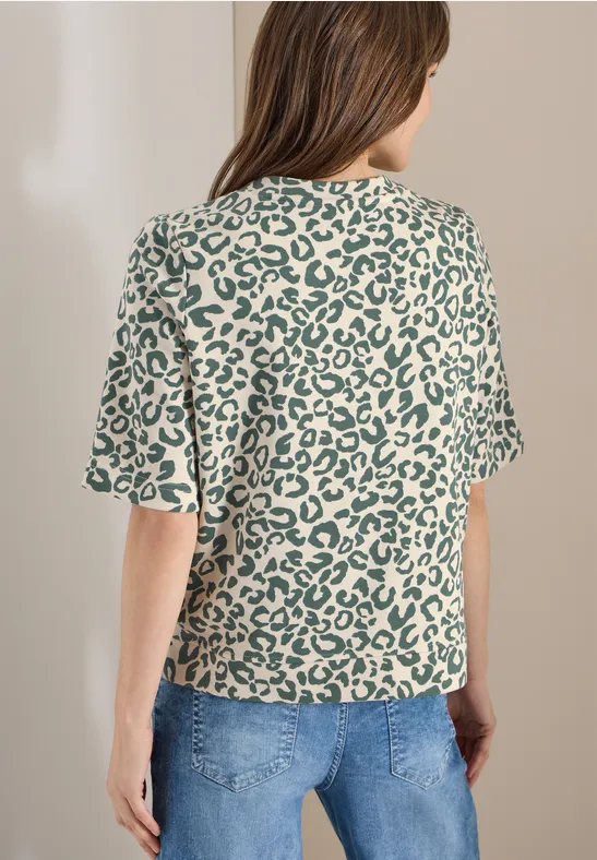 Kurzärmeliges Sweatshirt mit Leopardenmuster