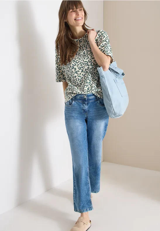Kurzärmeliges Sweatshirt mit Leopardenmuster