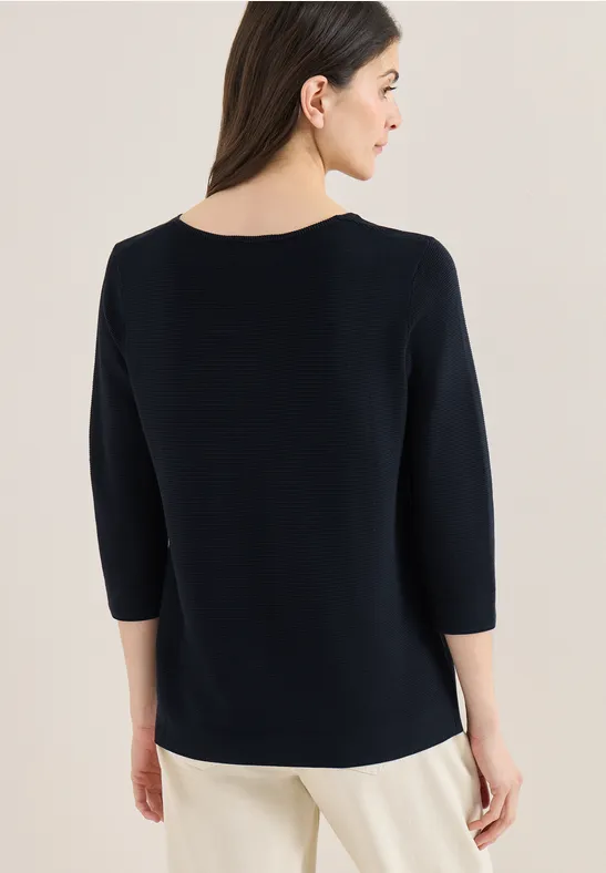 Klassischer V-Ausschnitt 3/4-Arm Pullover