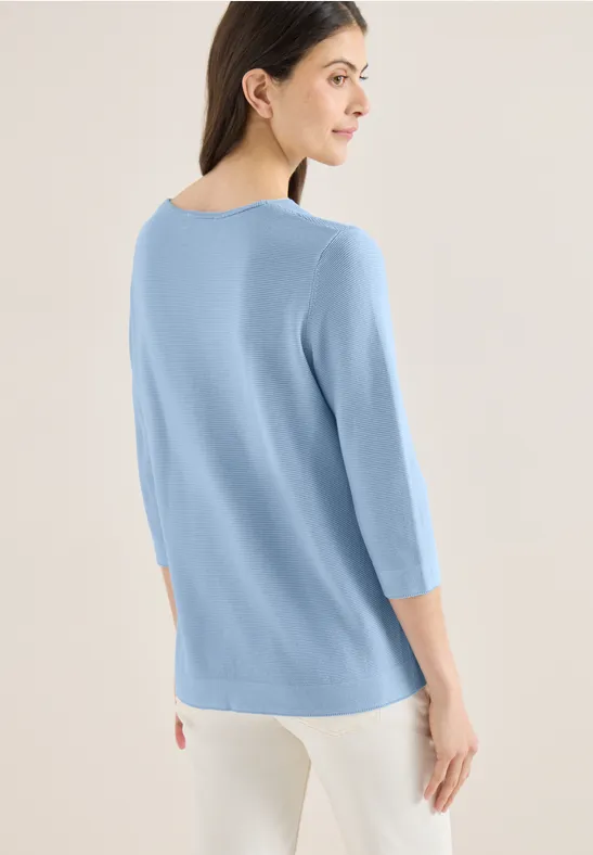 Klassischer V-Ausschnitt 3/4-Arm Pullover