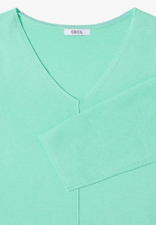 Strukturierter V-Ausschnitt 3/4-Arm Pullover