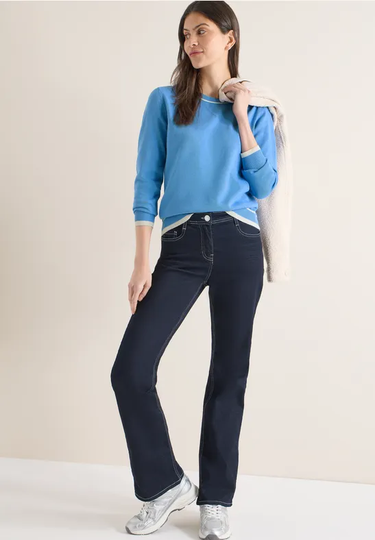 Damen Pullover aus blauem Baumwollmischgewebe