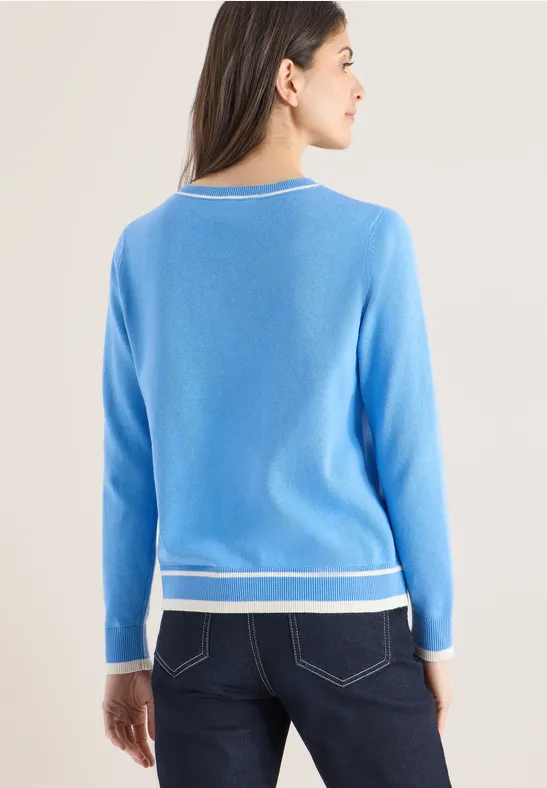 Damen Pullover aus blauem Baumwollmischgewebe