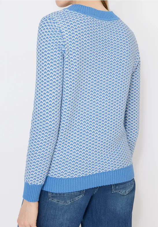 Zweifarbiger Baumwoll-Strickpullover mit Muster
