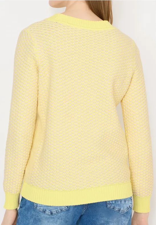 Strukturierter zweifarbiger Rundhals-Pullover