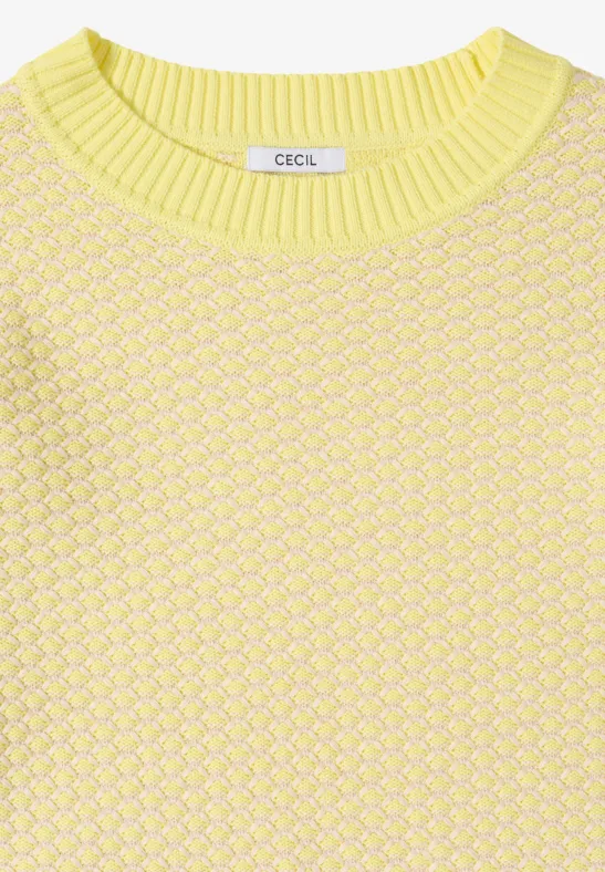Strukturierter zweifarbiger Rundhals-Pullover