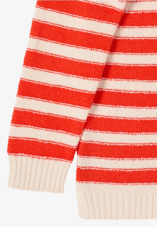 Gestreifter Bouclé Strickpullover