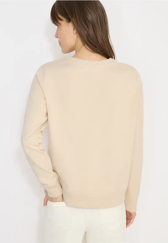 Beiges Sweatshirt mit Grafikprint