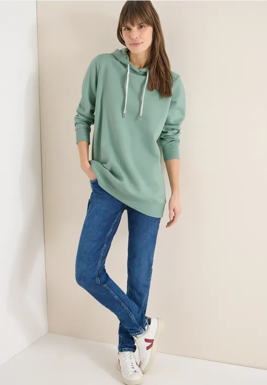 Lässiger Longline-Hoodie mit Kordelzug