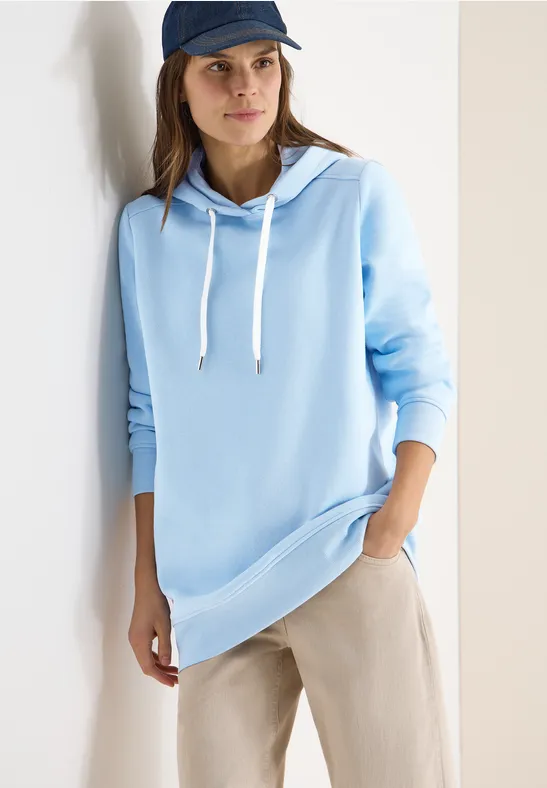 Langer Kapuzenpullover mit Kordelzug