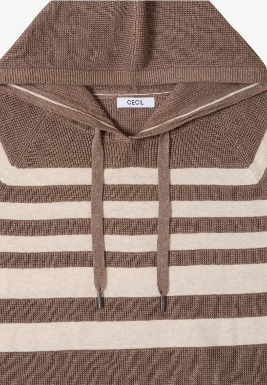 Gestreifter Strick-Hoodie mit Kordelzug