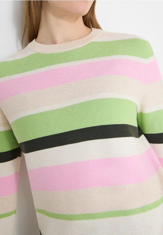 Gestreifter Baumwoll-Strickpullover