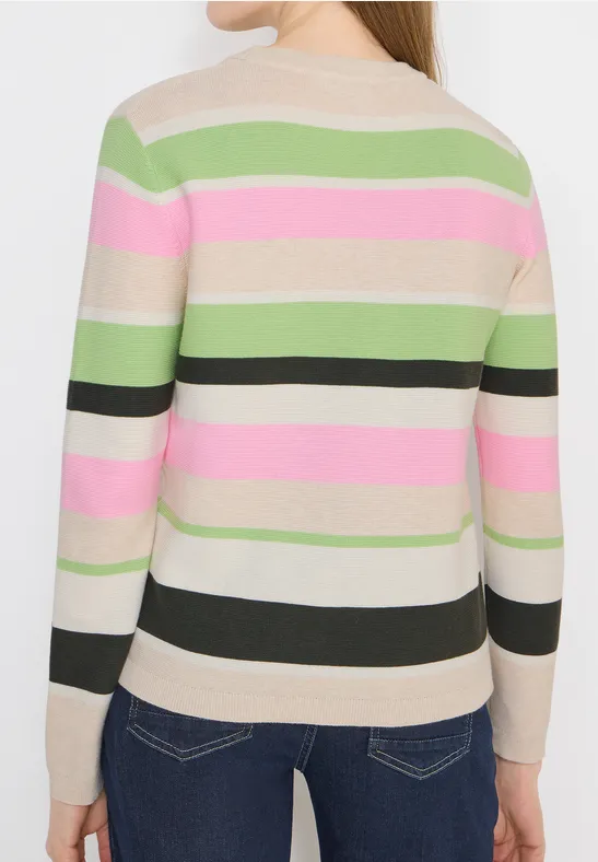 Gestreifter Baumwoll-Strickpullover